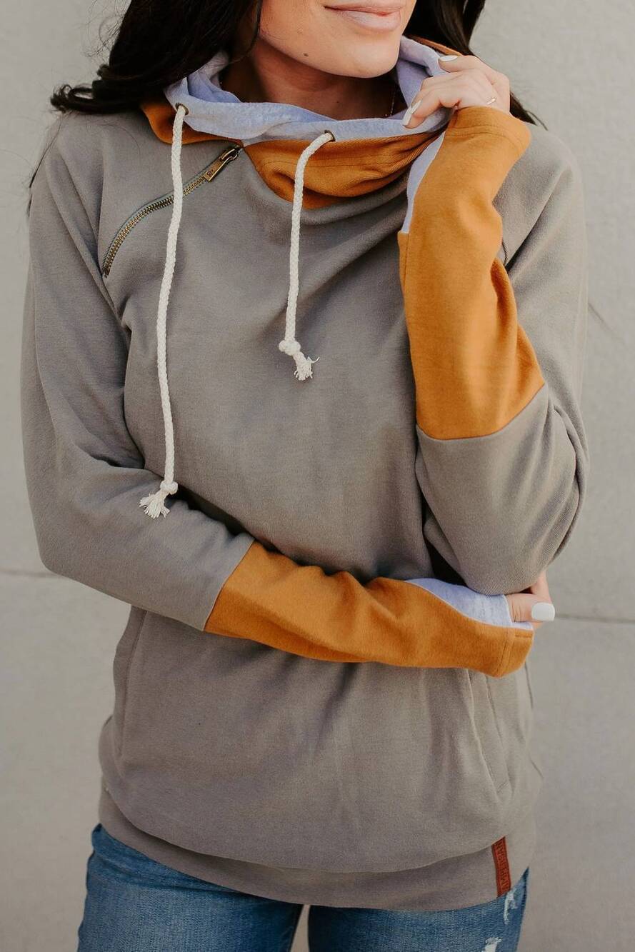 NEW AMPERSAND AVE doublehood sweatshirt in harvest glow